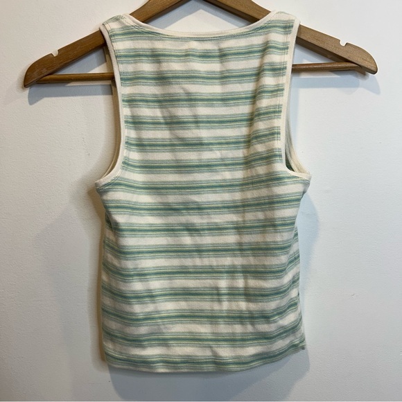 American Eagle Ribbed Striped Tank Top White Green Blue - Picture 4 of 4